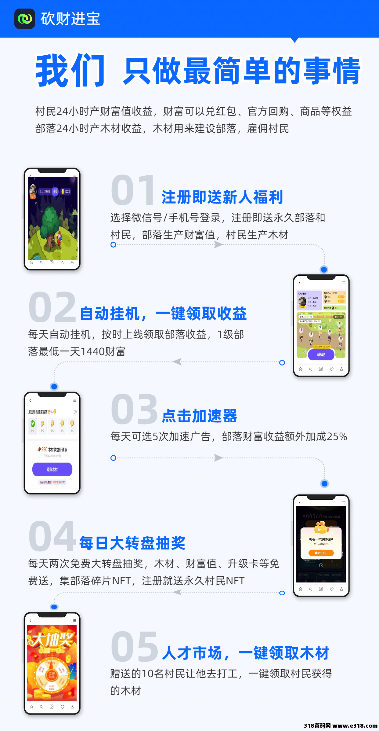 砍材进宝，简单签到，每天赚米