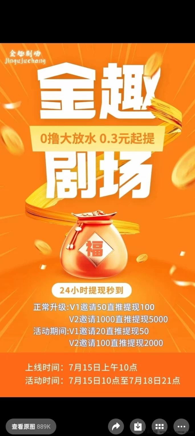 金趣剧场首码上线，零撸广告轻松赚米，提取秒到，团队扶持力度大！