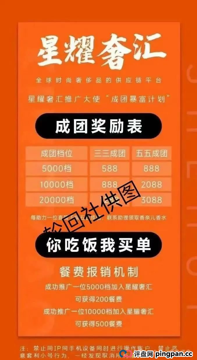 【星耀奢汇】 一轮圈短命分红盘 高度预警切勿参与