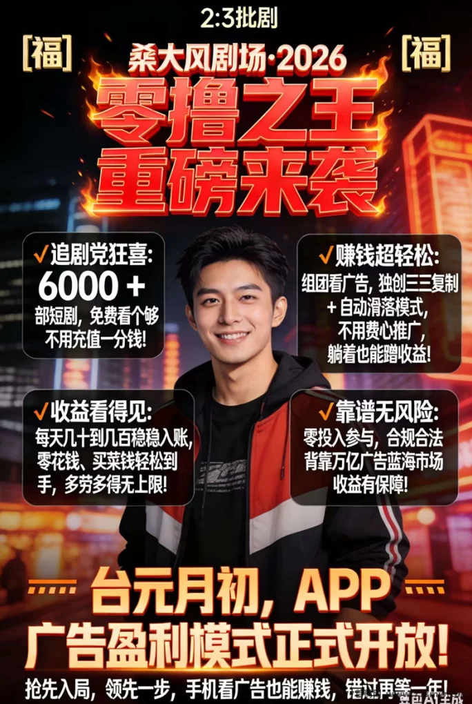 大风剧场2026开年财富盛宴，轻松看剧日赚300圆，抢占先机！